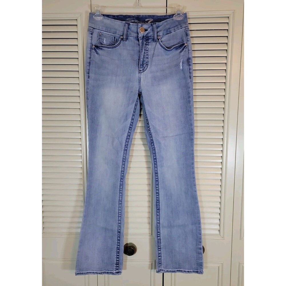 Seven7 High Rise Boot Cut Jeans Women’s Sz 8 Light Wash Stretch Denim Tummyless